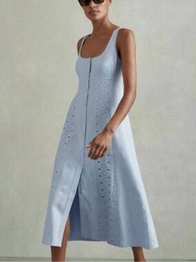 NWT Reiss Light Blue Linen Maxi Dress